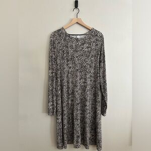 Old Navy animal print long sleeve cotton knit blend dress, XL tall